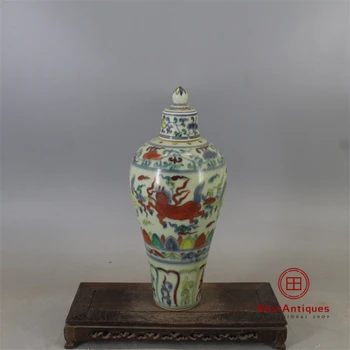 

Ming Chenghua Doucai Haima Pattern Plum Bottle High Antique Vase Decoration Hand-painted Ancient Porcelain Collection Home Decor