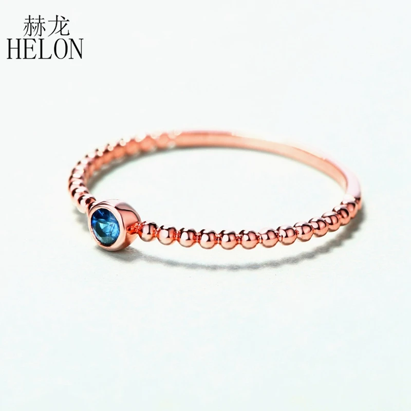 HELON Solid 14k розовое золото AU585 круглые натуральные сапфировые обручальные кольца модные ювелирные изделия из драгоценных камней элегантный уникальный подарок обручальное кольцо