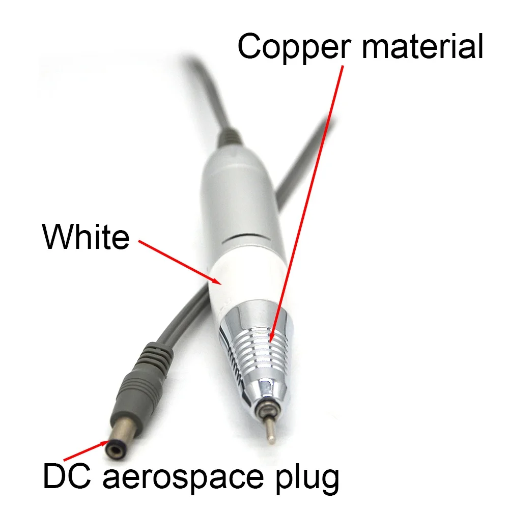 35000 об/мин, профессиональный электрический Фрезер для сверления ногтей ручка для маникюра и педикюра, фрезер на Ручка наконечника инструменты штекером постоянного тока для подключения к/пять контактный разъем - Цвет: White-DC-C