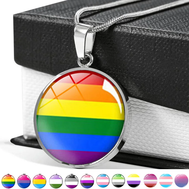 Gay Pride Радужный кабошон с фото стеклянный кулон ожерелье модное ювелирное изделие