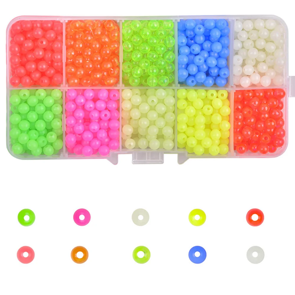 1000pcs/box Luminous Fishing Beads Carolina Rigs Taxes Rig Tackle Glow