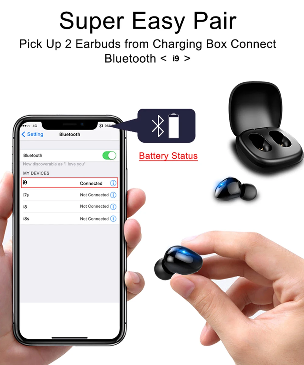 TWS True Wireless Earphone BT 5.0 Bluetooth Headphones for Phone Sports Stereo Mini Earbuds Headset With Mic Solid Bass Earphone