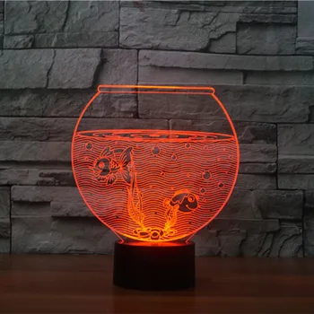 

Fish Tank 3D LED RGB Night Light 7 Color Change Desk Light Action Figures 2835 Kids Home Christmas Toys