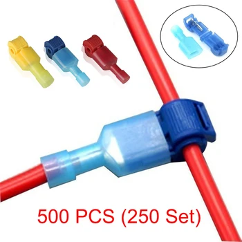 

250 Sets Quick Electrical Cable Connectors Snap Splice Lock Wire Terminal Crimp Wire Connector Waterproof Electric Accessory