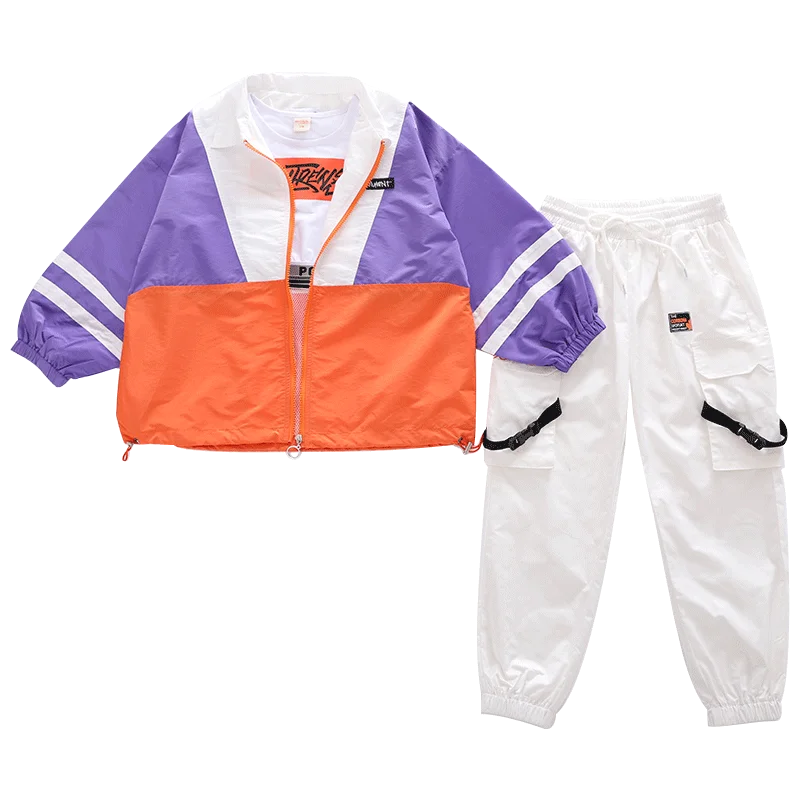 Set 1 Детский спортивный костюм, весенне-осенняя куртка для подростков и штаны, 2 предмета, спортивный костюм с длинными рукавами для мальчиков и девочек детская одежда в стиле хип-хоп - Цвет: Set 1