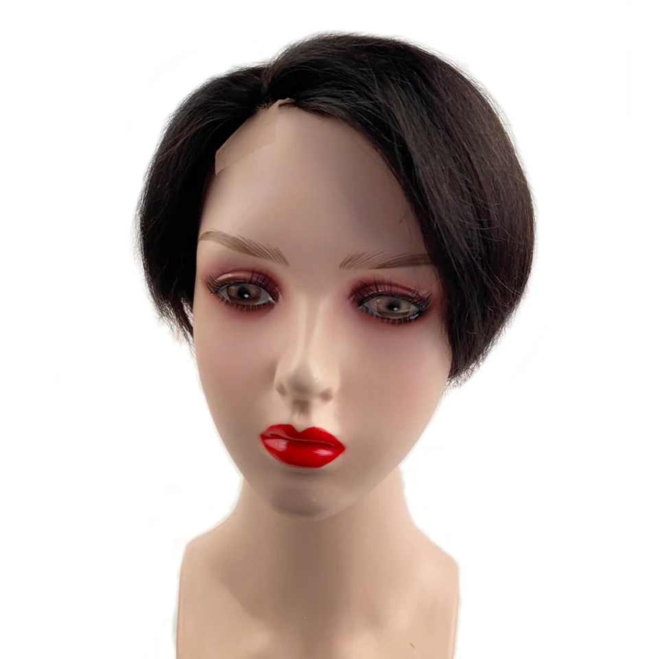Pixie Cut Wig Part Bob Lace Front Wig Brazilian Straight Human Hair Wigs 150% Density Remy Short Human Hair Wigs Yepei