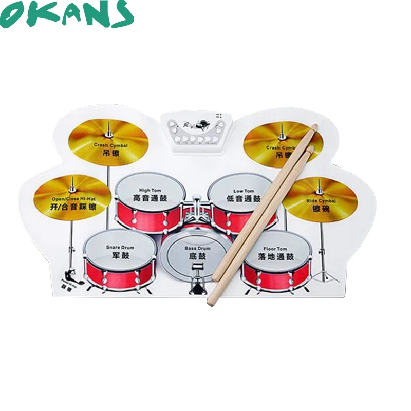 

Portable Electronic Roll up Drum Pad Kit Silicon USB Silicone Electronic Drums, Rubber Electronic Drums, Analog Drums Foldable