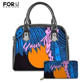 

FOURDESIGNS Brand Deisnger Women Tote Bag Palau Polynesian Print Large Capacity PU Leather Clutch Bag For Ladies Bolsa Femininas