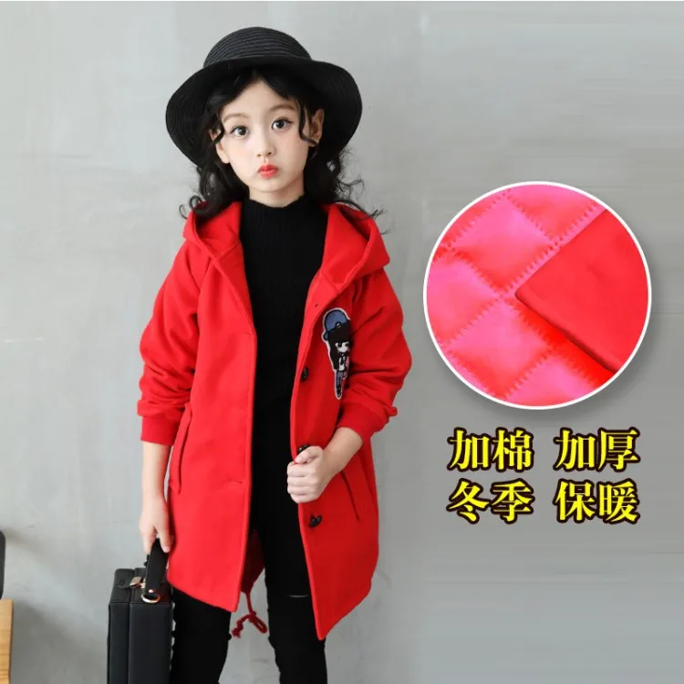 

2019 New Style Girls Big Boy Spring Autumn And Winter GIRL'S Hooded Fashion Glorious Hair Woolen Cloth Coat