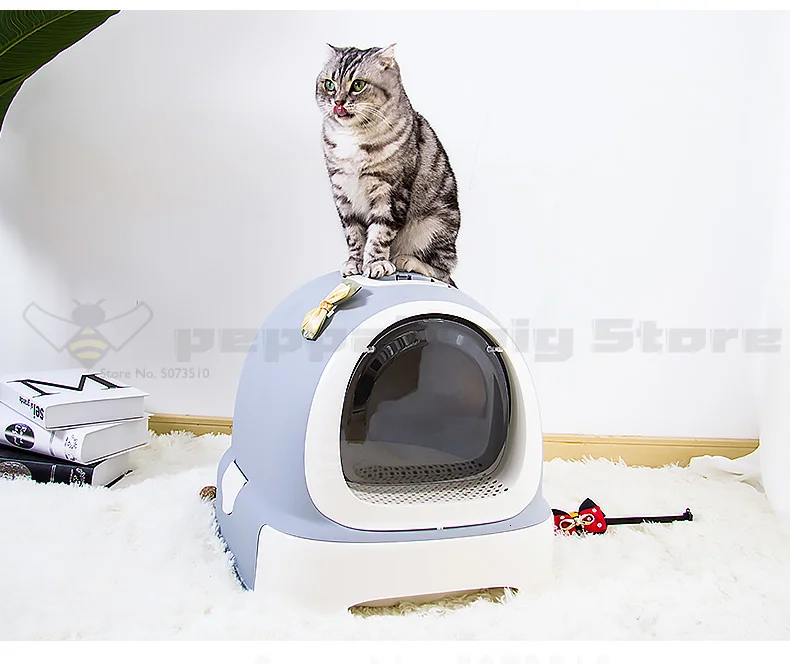 Кошачий песочный умывальник, полностью закрытый туалет для кошек, Дезодорирующий, очень большой, с защитой от напыления, для кошек, кушак-ванна, принадлежности для кошек, ящик для кошки, сашпот