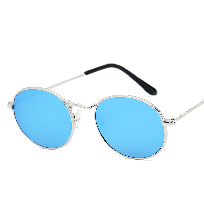 RBROVO, круглые ретро солнцезащитные очки для женщин, фирменный дизайн, очки для женщин/мужчин, Овальные Солнцезащитные очки для женщин, винтажные Oculos De Sol Feminino - Цвет линз: SilverBlue