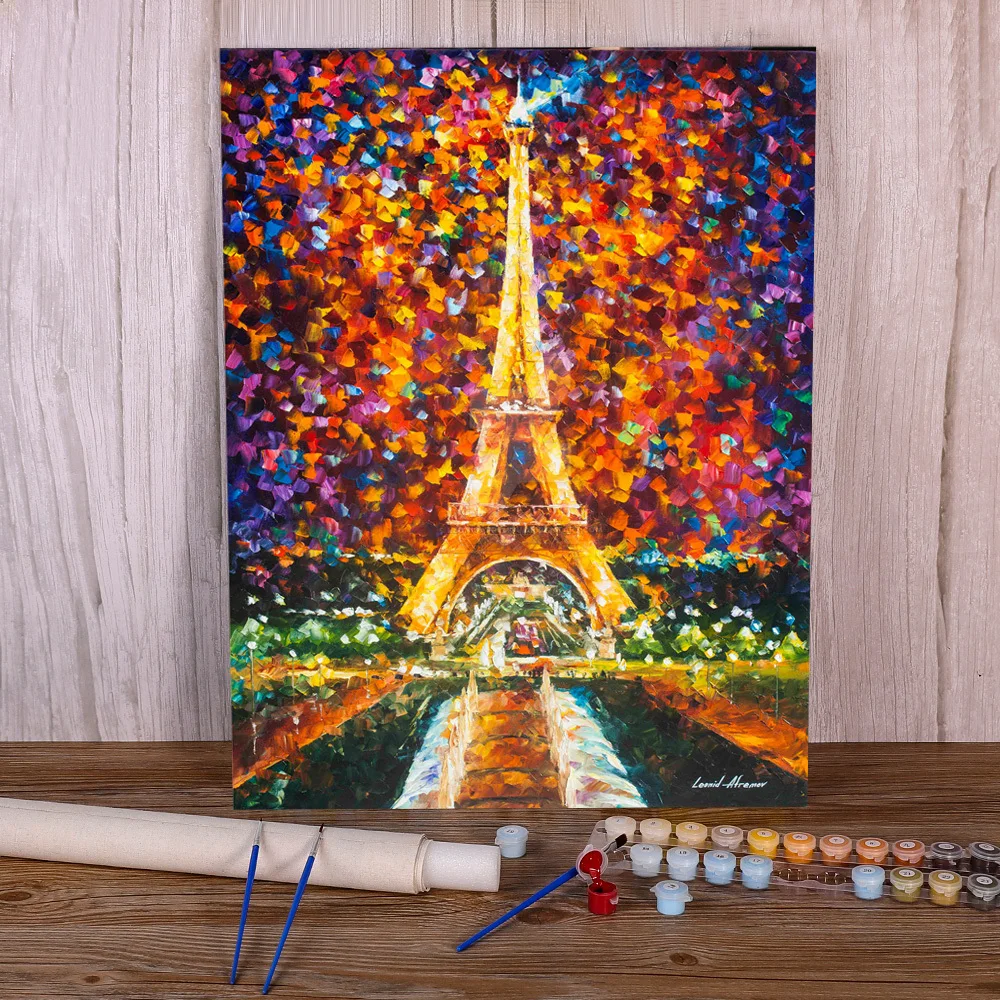 Eiffel Tower Acrylic Oil Painting By Numbers Drawing Canvas Kits Wall Arts Decor 