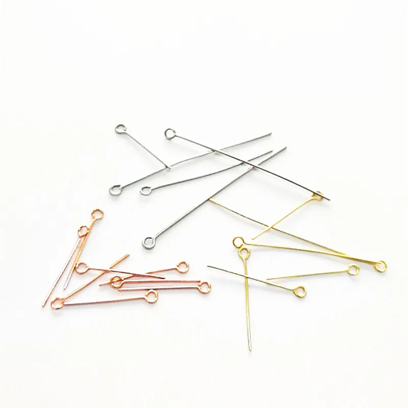 100pcs 스테인레스 스틸 9 아이 핀 골드 실버 톤 0.6mm 두꺼운 루프 Eyepin 결과 DIY 수제 귀걸이 쥬얼리 만들기위한