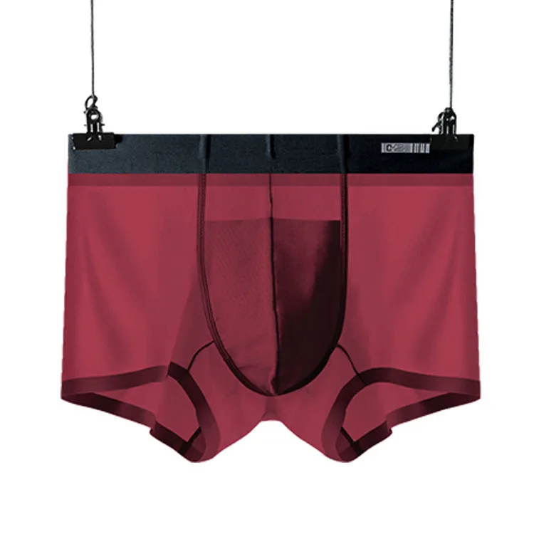 Dark red Лидер продаж, мужское нижнее белье, трусы, летние мужские трусы, ледяные прозрачные сексуальные трусы с низкой талией, бесшовные шелковые трусы - Цвет: Dark red