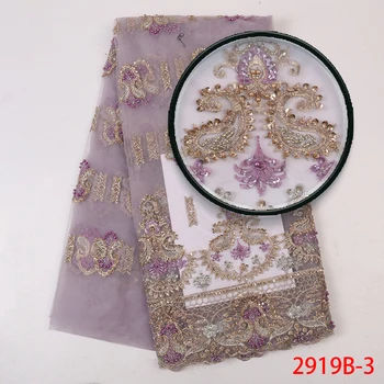 

Onion Color Handmade Beads Lace Fabrics Good Quality Heavy Beaded Lace African Nigerian Fabric for Bridal Materials Lace L2919B