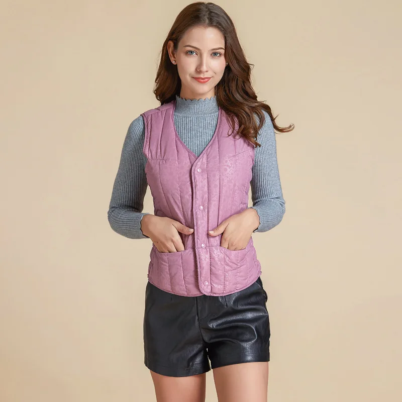 NEW Fleece Women Slim coats New Brand Women Sleeveless Jacket Winter Vest Female Slim Vest Women's Windproof Warm Waistcoat - Цвет: Лаванда
