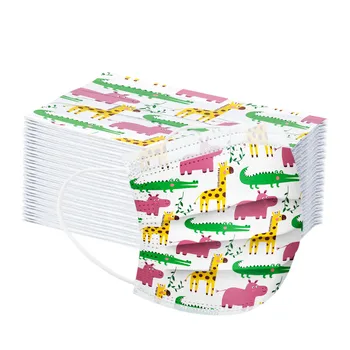 

50pcs Children's Face Mouth Masks Breathable 3 ply Nonwovens Cartton Print Pattern Ear Loop Mouth Masks Masque Mascarillas F86