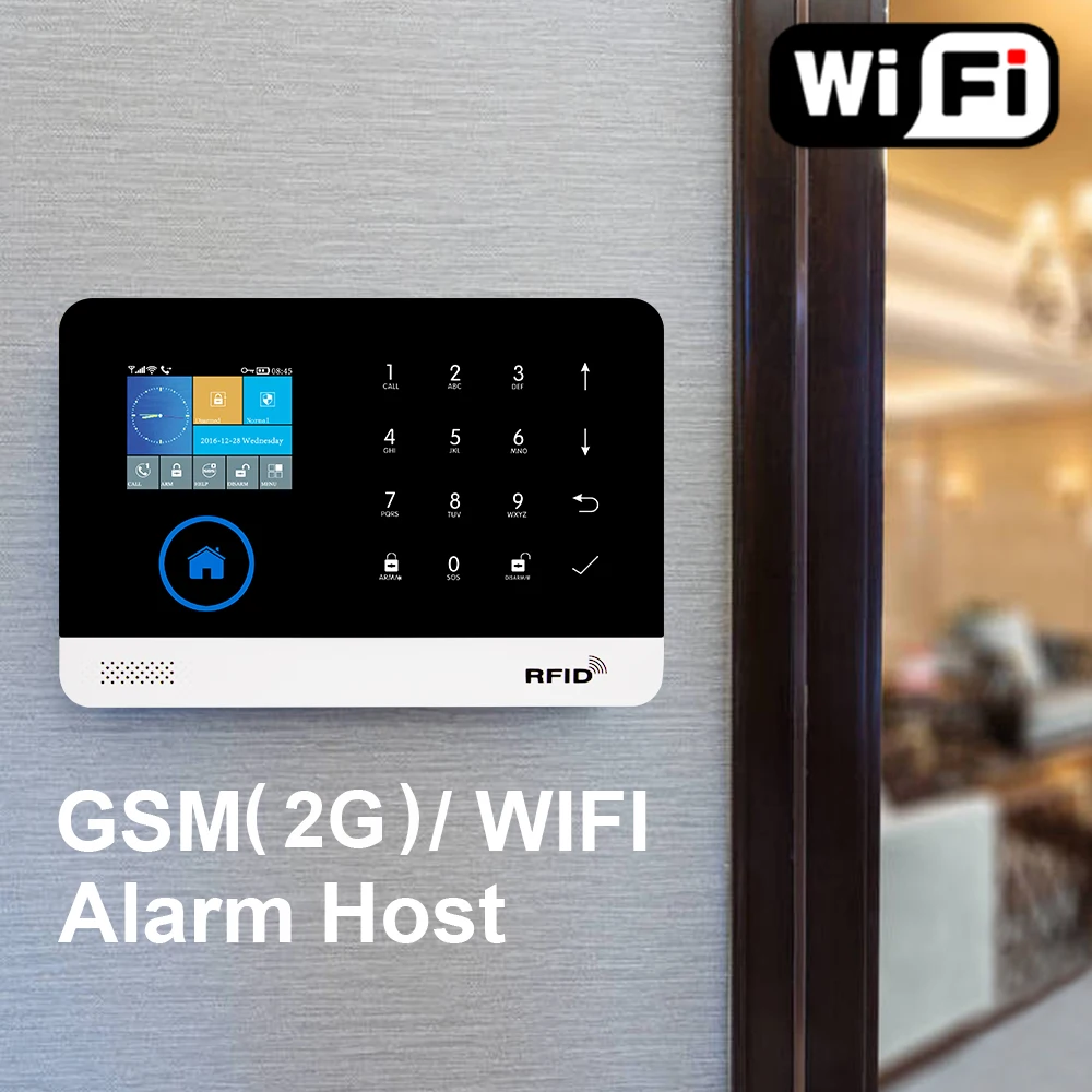 Awaywar Wireless WIFI GSM RFID TFT Security Alarm System kit APP Remote Control Burglar Touch Keyboard Smart Home
