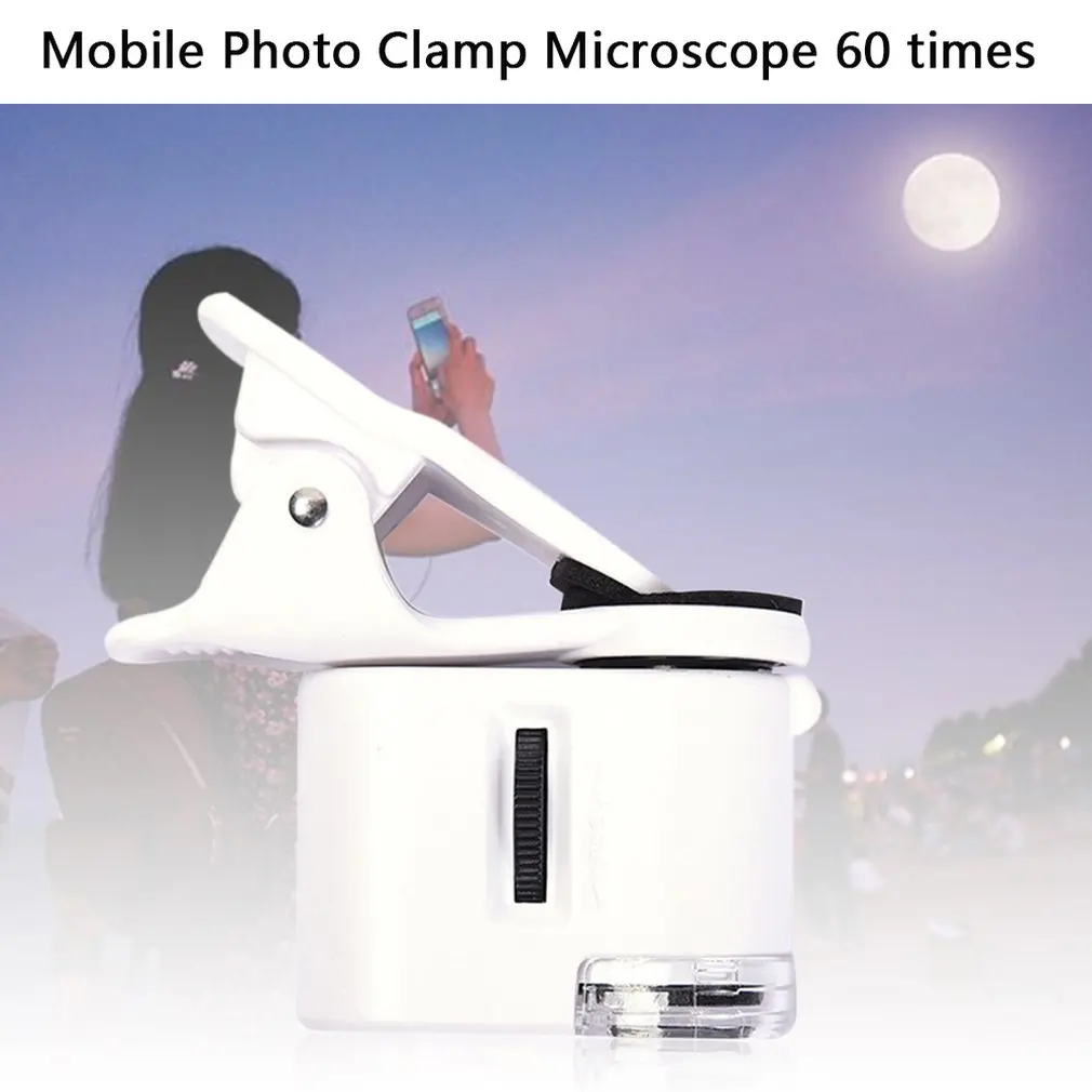 Мобильный телефон 60X макрообъектив HD телефон микроскоп с универсальным зажимом внешние зум линзы для iPhone samsung и смартфона
