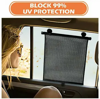 

2Pcs Retractable Car Sun Visor Rear Side Window Sun Shade Mesh Fabric Sun Visor Shade Cover Shield UV Protector Sunshade Curtain