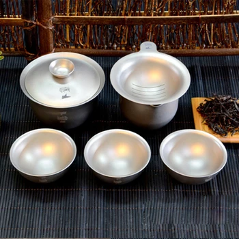 

6Pcs Keith Titanium Kong Fu Tea Set Portable Teapot Kettles Tea Cup Titanium Chinese Kung Fu Tea Set Drinkware