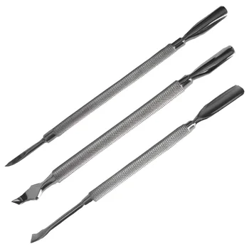 

3pcs Stainless Steel Cuticle Pusher Double-end Nail Polish Cleaner Cuticle Remover Manicure Tools