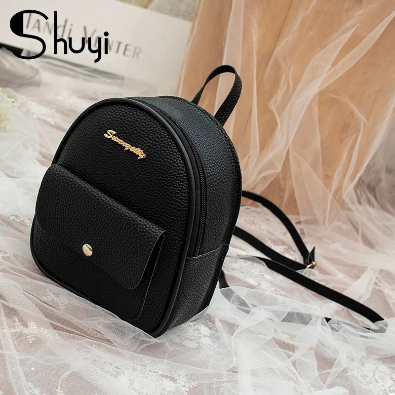 

2020 Women Backpack Korean Style PU Leather Shoulder Bag For Teenage Girls Multi-Function Small Bagpack Female Phone Pouch