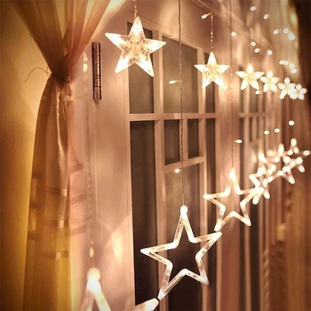 

Super Bright Fairy String Light 8 Modes Outdoor Moon Star Romantic Moon Star Lamp String Wedding Neon Lantern Festival 3.5M