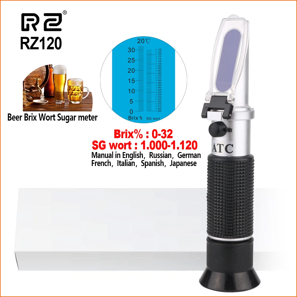 RZ пивной измеритель рефрактометр Брикса сусла сахар Спирт 0 ~ 30% 1 000 120 SG удельный