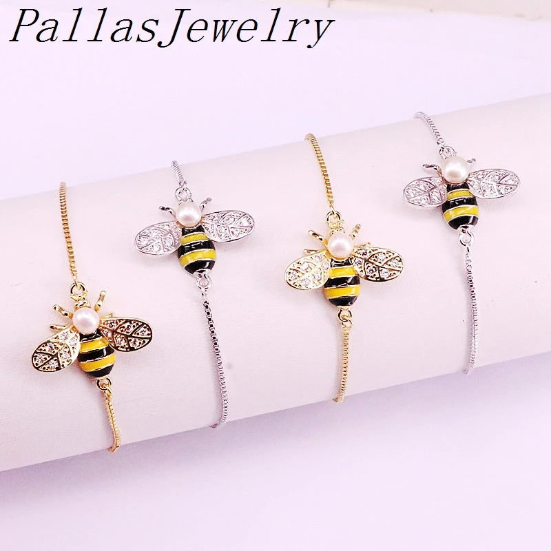 10 шт Золото/Серебро Цвета проложить cz эмаль милые насекомые моды соединитель браслеты