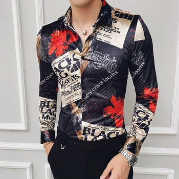 

Flannel Shirts Mens Printed Clothes Club Outfits 2019 Winter Warm Mens Boutique Shirts Velvet Mens Long Sleeve Shirts European
