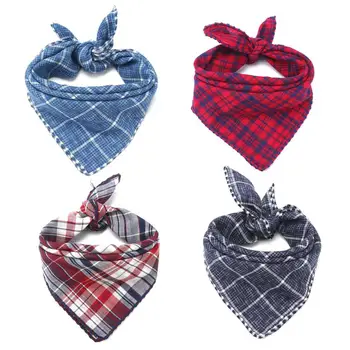 

Dog Bandana Scarfs Bibs for Puppy Small Medium Large Dogs Plaid Reversible Pets Bandanas Accessories Triangle Bibs Kerchief Set