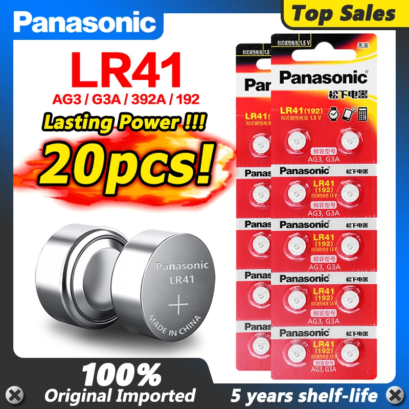 Кнопочная батарейка LR41 L736 192 392A Zn/MnO2 батарейки Panasonic 100% оригинальные SR41 AG3 G3A 1 5 в