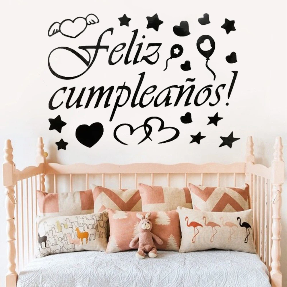 

Star Balloon Wall Stickers Feliz Cumpleanos Party Poster For Kids Girl Room Decals Vinyl Bedroom Livingroom Decor Murals HJ0119