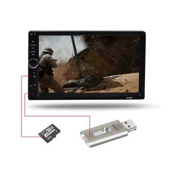 

7 Inch Touch Screen Double 2 DIN Car Stereo Multimedia Player with USB SD Slot Bluetooth Mirror Link