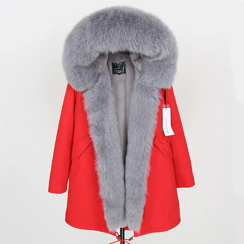 Женское пальто с натуральным мехом, модное пальто с натуральным лисьим мехом, свободные длинные парки, верхняя одежда с большим мехом, зимняя куртка со съемным воротником