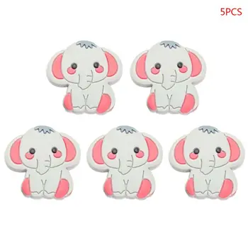

5 Pcs/Pack Baby Cute Cartoon Elephant Teether Silicone Beads Molar Soother Toys