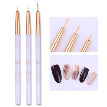 

3 Pcs/Set UV Gel Liner Drawing Brush Painting Nail Liner Acrylic Pens Marble Handle Nail Art Tools DIY Designs Pens Brushes