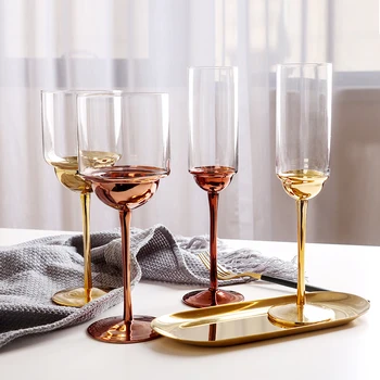 

CREATIVE WINE GLASS EUROPEAN-STYLE ELECTROPLATED CRYSTAL GLASS GOBLET METAL TEXTURE FASHION WINE GLASS CUP CHAMPAGNE GLASS