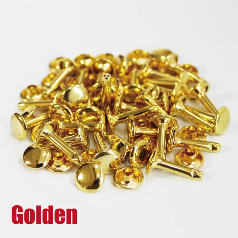 Metal Double Cap Rivets Studs For Leather Craft Repair,Antique Brass/Silvery/Gun Black/Golden