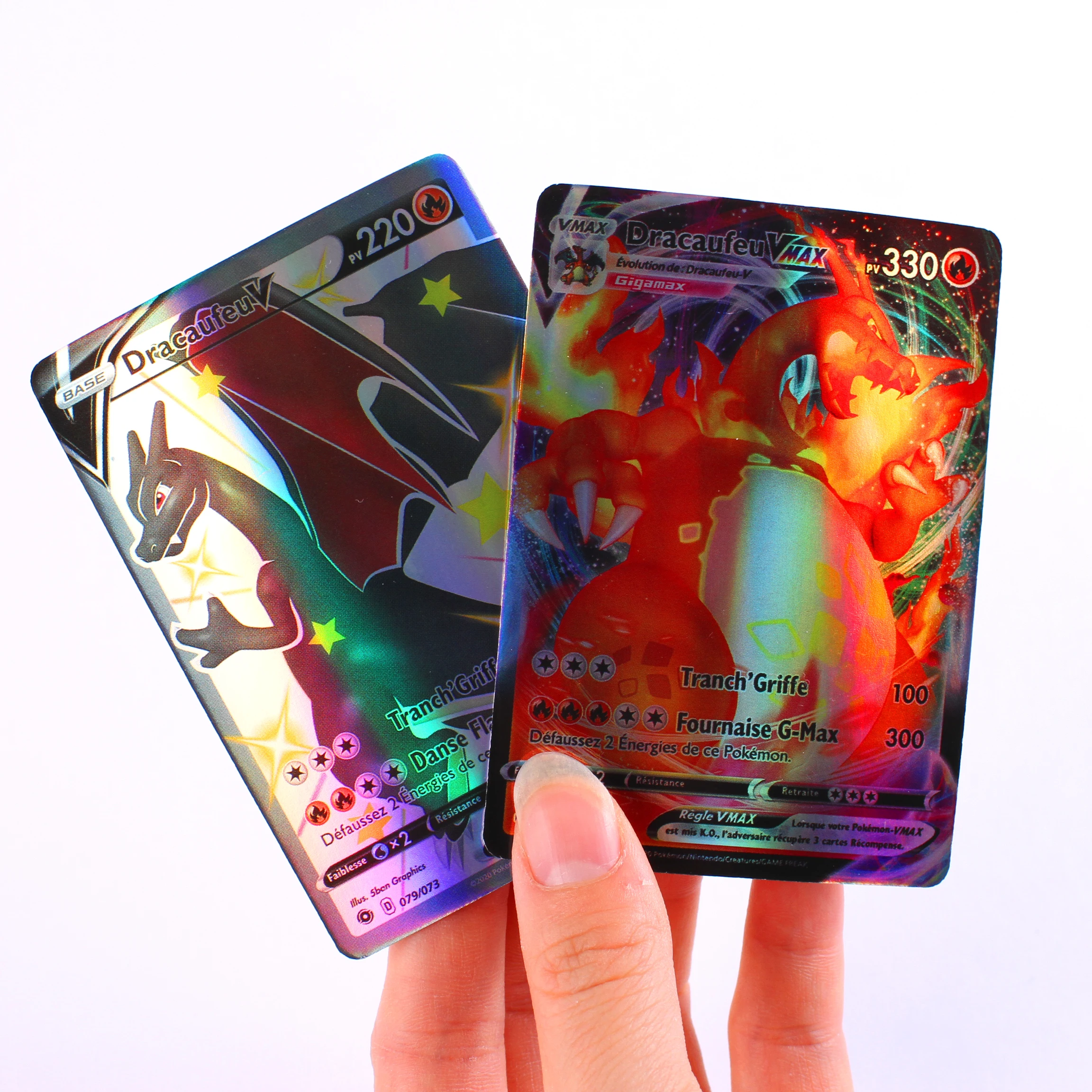 Tarjetas de Pokemon francesas, draufeu V Vmax, Papilusion, Charizard, Gardevoir, Tag Mew, Mewtwo, novedad