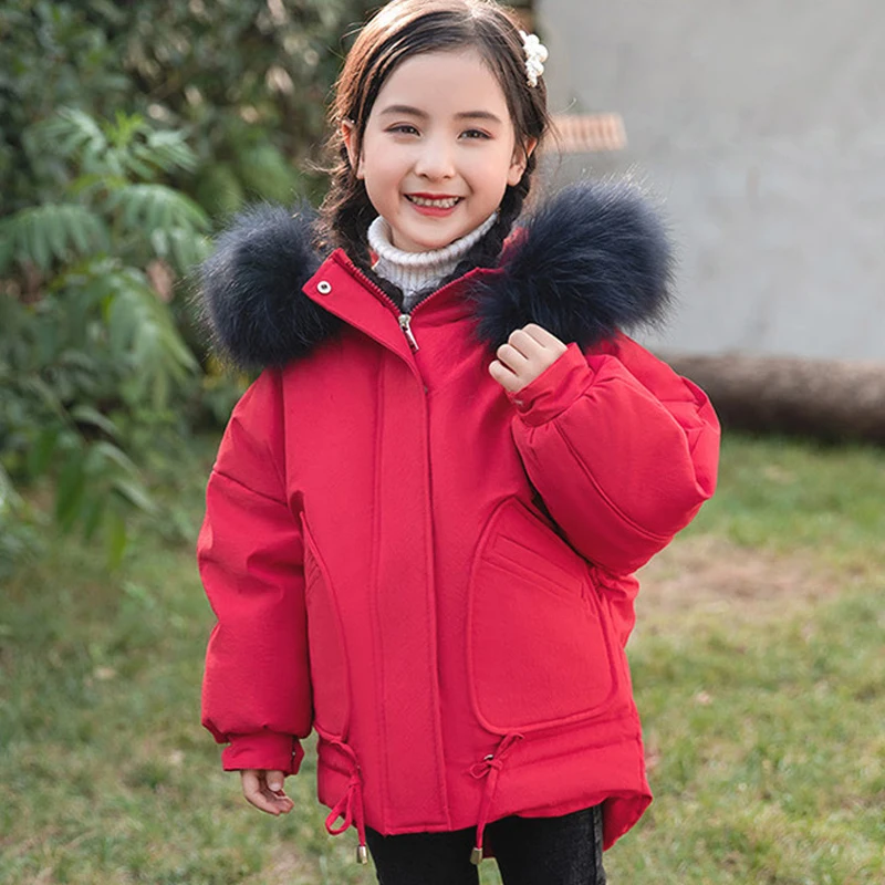 

Cute Girls Down jacket/coat 2019 Winter Outwear Windproof Elastic Band Cuffs Warm Girl Kids Jacket Clothes