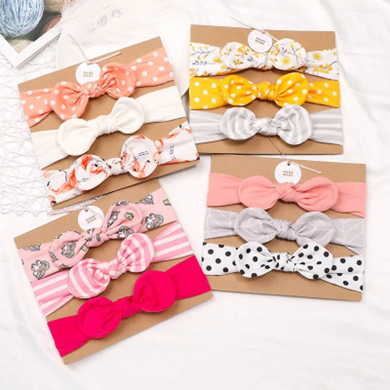 Baby Headband Girls Hairband Clips Set Cotton Rabbit Ear Turban Bow Flower Animal Cartoon Hair Accessories Gifts | Аксессуары для