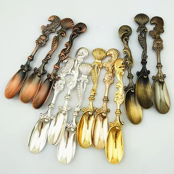 

New conch carp shells vintage coffee spoon ocean series stereo animal ice cream spoon mini tea spoons Saucier Spoons