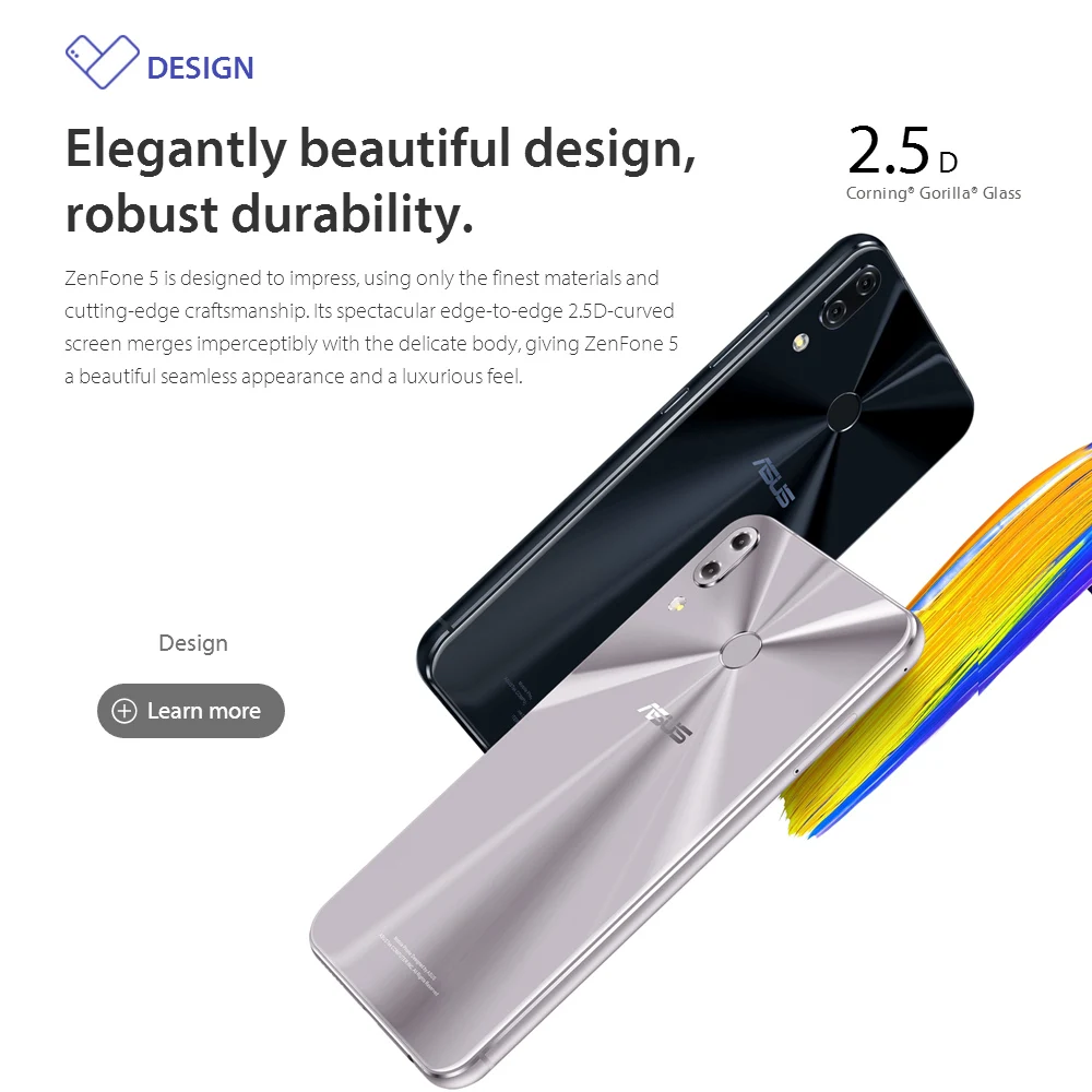 Global Version ASUS Zenfone 5 ZE620KL 4G Mobile Phone Notch 6.2 Inch 19:9 FHD+ Android 8.0 4GB+64GB 12MP+8MP NFC 3300mAh