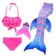 

4Pcs Little Mermaid Tail for Swimming with Fin Costume Mermaid Swimsuit Girls Bathing Suit Child Mermaid Syrup Anime Cosplay