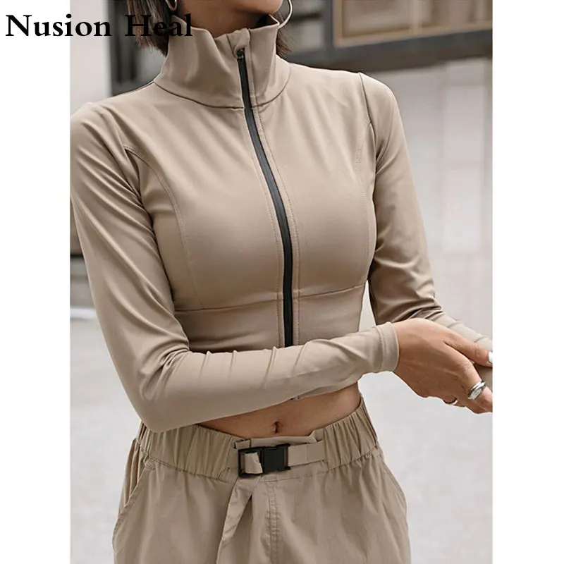 Укороченный Топ с длинным рукавом топ для йоги в тренажерном зале рубашка