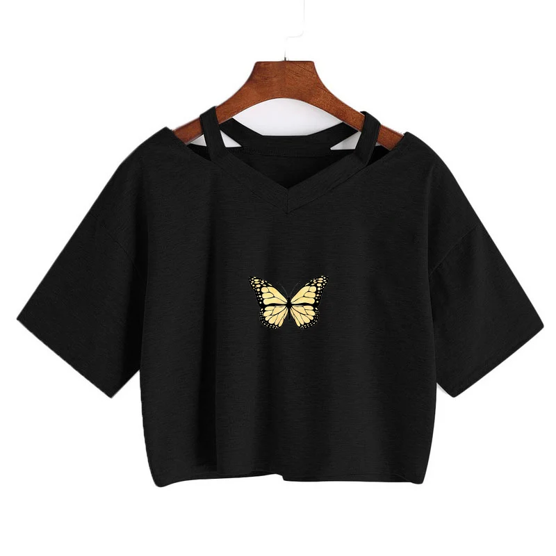tシャツ (WOMAN) BUTTERFLY WAVE  Symbol Crop SHORT SLEEVE  T-Shirt レディース H3fdeea7bfa904ef99bb5385d3a8db