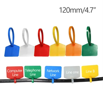 

100 Nylon Cable Zip Ties Disposable Blank Plastic Ethernet Network Cable Label Tags Marker Management Self Locking 120mm/4.7"
