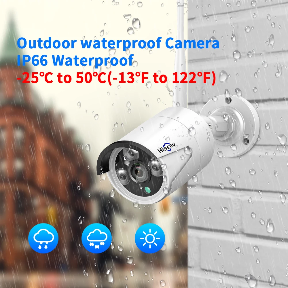 Hiseeu 8CH Wireless CCTV System 1536P 1080P NVR wifi IR-CUT Outdoor 3MP AI IP CCTV Camera Security System Video Surveillance Kit